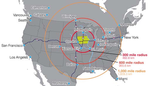 Iowa is in the center of an eight-state market of a million businesses and thrity-five million people.