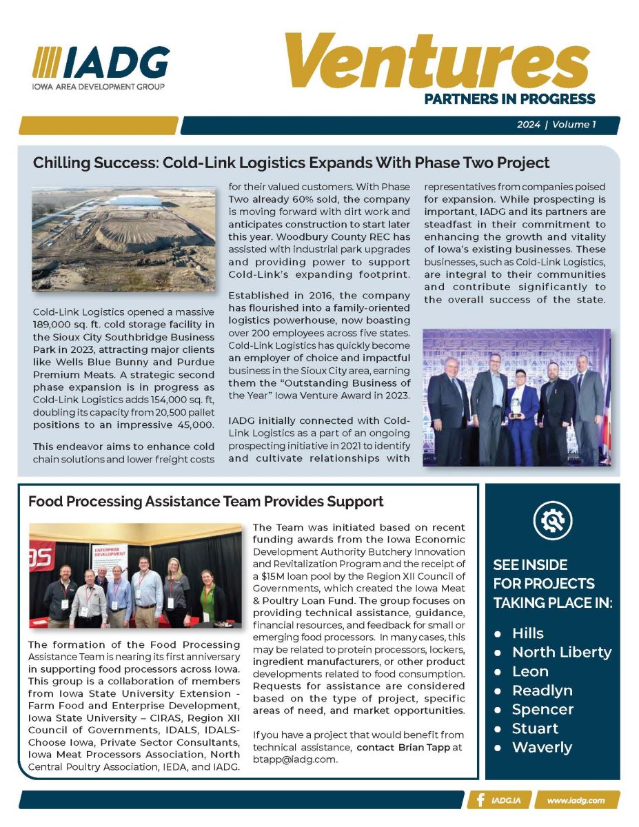 Page one of IADG Ventures Newsletter